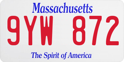 MA license plate 9YW872