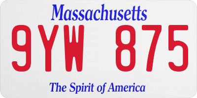 MA license plate 9YW875