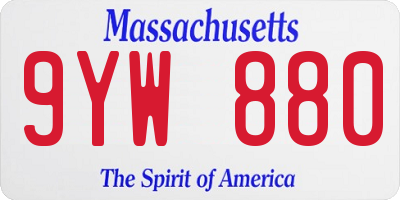 MA license plate 9YW880