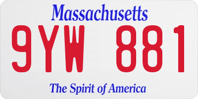 MA license plate 9YW881