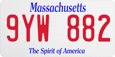 MA license plate 9YW882