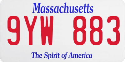 MA license plate 9YW883