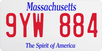 MA license plate 9YW884