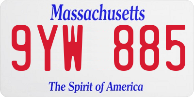 MA license plate 9YW885