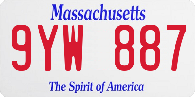 MA license plate 9YW887