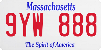 MA license plate 9YW888
