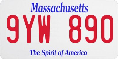 MA license plate 9YW890