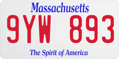 MA license plate 9YW893