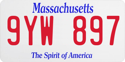 MA license plate 9YW897