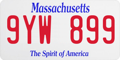MA license plate 9YW899