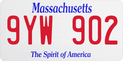 MA license plate 9YW902