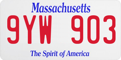 MA license plate 9YW903