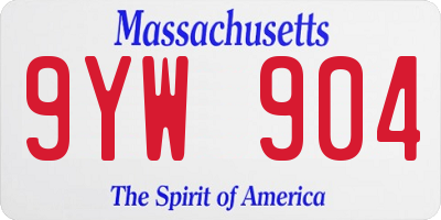 MA license plate 9YW904