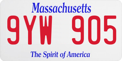 MA license plate 9YW905