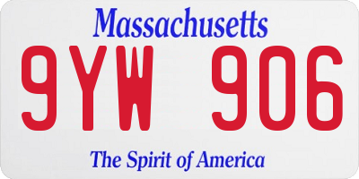 MA license plate 9YW906