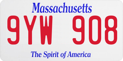 MA license plate 9YW908