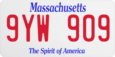MA license plate 9YW909