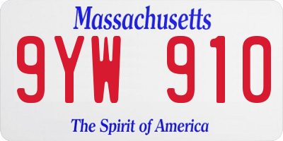 MA license plate 9YW910