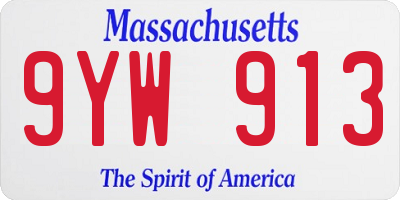 MA license plate 9YW913