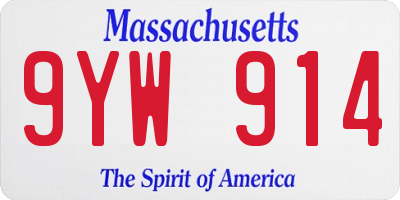 MA license plate 9YW914