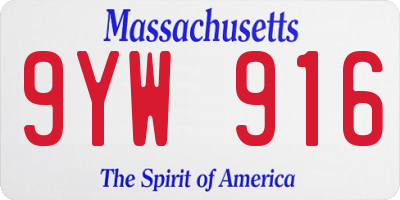 MA license plate 9YW916
