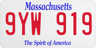 MA license plate 9YW919