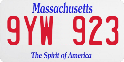 MA license plate 9YW923