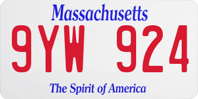 MA license plate 9YW924