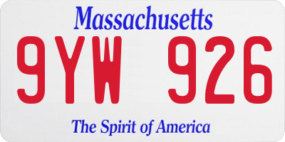 MA license plate 9YW926