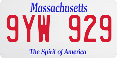 MA license plate 9YW929