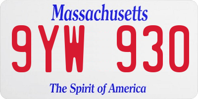 MA license plate 9YW930