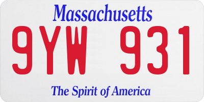 MA license plate 9YW931