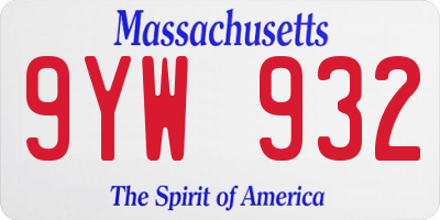 MA license plate 9YW932
