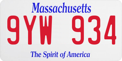 MA license plate 9YW934