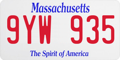 MA license plate 9YW935