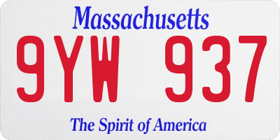 MA license plate 9YW937