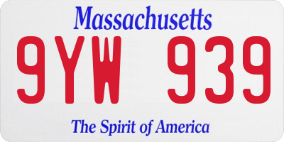 MA license plate 9YW939