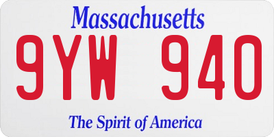 MA license plate 9YW940