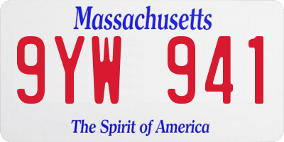 MA license plate 9YW941