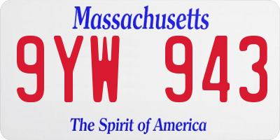 MA license plate 9YW943