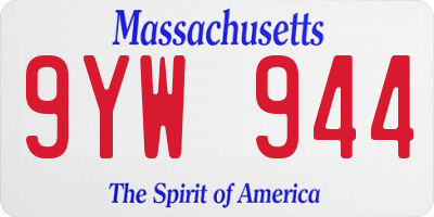 MA license plate 9YW944