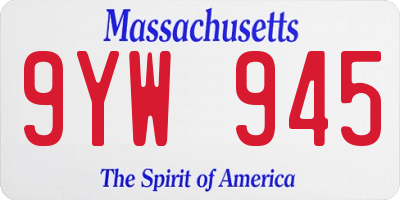 MA license plate 9YW945