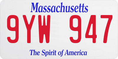 MA license plate 9YW947