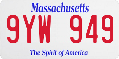 MA license plate 9YW949