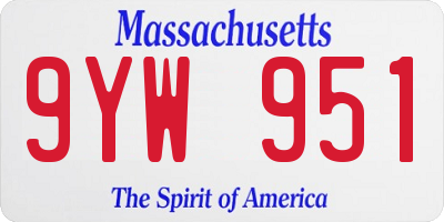 MA license plate 9YW951