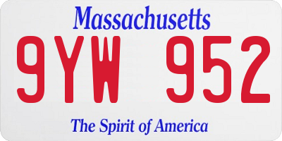 MA license plate 9YW952