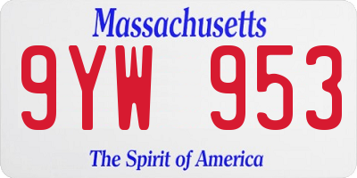 MA license plate 9YW953