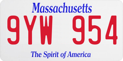 MA license plate 9YW954