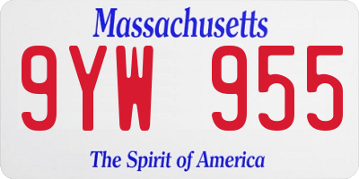 MA license plate 9YW955