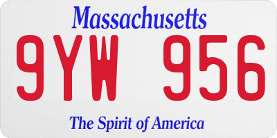 MA license plate 9YW956